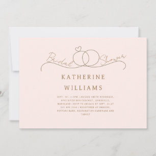 Gold Rings Herzerblush & Gold Brautparty Einladung