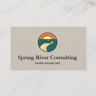 Gold River Sunset Horizon Landscape Logo Visitenkarte