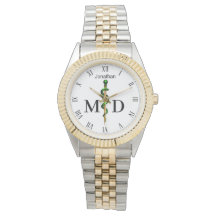 Gold Rod von Asclepius Green Medical Doctor MD