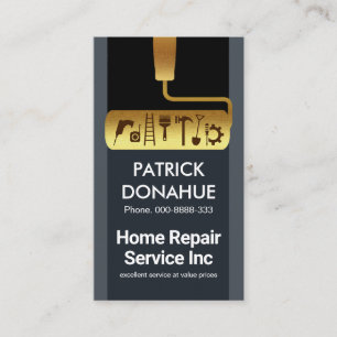 Gold Roller Brush Handyman Tools Visitenkarte