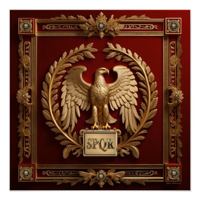 Gold Roman Kaiseradler über Rot Nr. 4 Poster (Vorderseite)