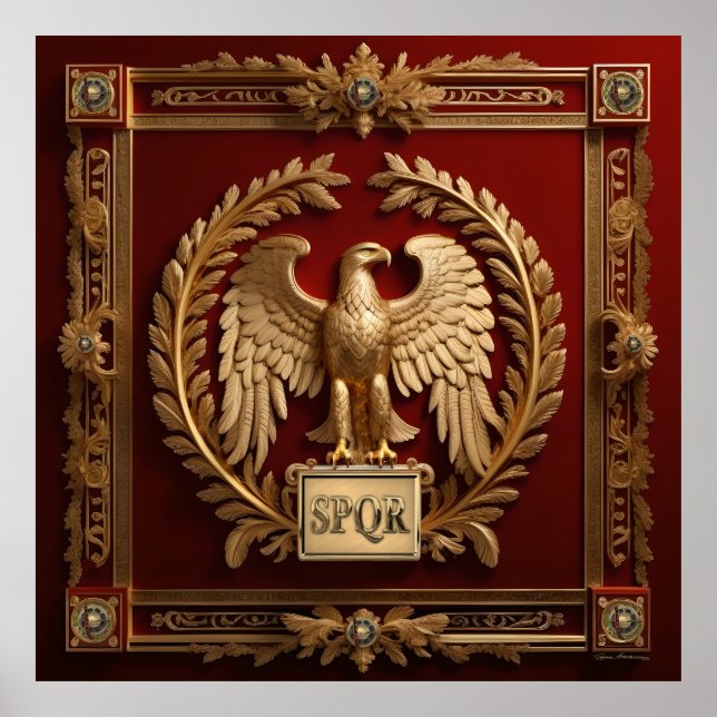 Gold Roman Kaiseradler über Rot Nr. 4 Poster (Vorne)