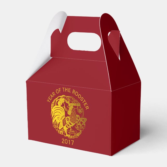 Gold Rooster Chinesisch Custom Year Firmenfavorit  Geschenkschachtel (Rückseite)
