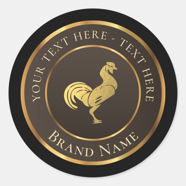 Gold Rooster Logo Klassischer Rundaufkleber Runder Aufkleber (Vorderseite)