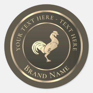 Gold Rooster Logo Klassischer Rundaufkleber Runder Aufkleber