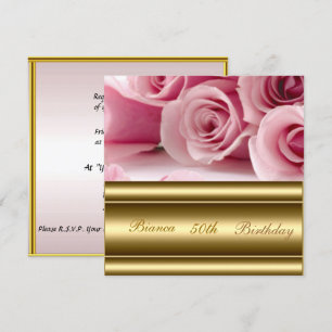 Gold rosa Beliebte elegante 50. Geburtstagseinladu Einladung
