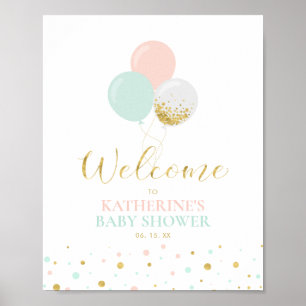 Gold Rosa Mint Geschlechtsneutrale Babyparty Begrü Poster