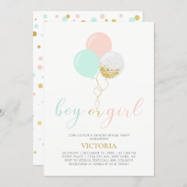 Gold, Rosa, Minze | Gender Reveal Baby Shower Einladung