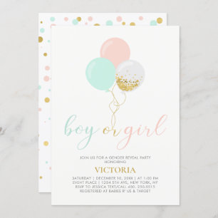 Gold, Rosa, Minze   Gender Reveal Baby Shower Einladung