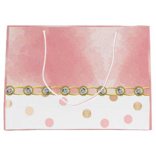 Gold, Rosa, Punkt, Pastel, Girly, Sweet, Chic Große Geschenktüte