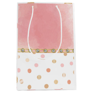 Gold, Rosa, Punkt, Pastell, Girly, Sweet, Chic Mittlere Geschenktüte