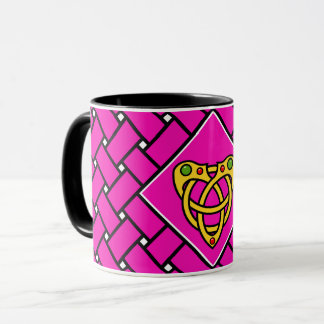Gold/Rosa/Schwarze Bänder/Weber, keltischer Herzkn Tasse