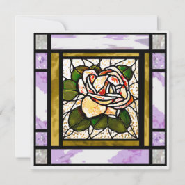 Gold Rose Art Deco Lilac Hartglaskarte Feiertagskarte