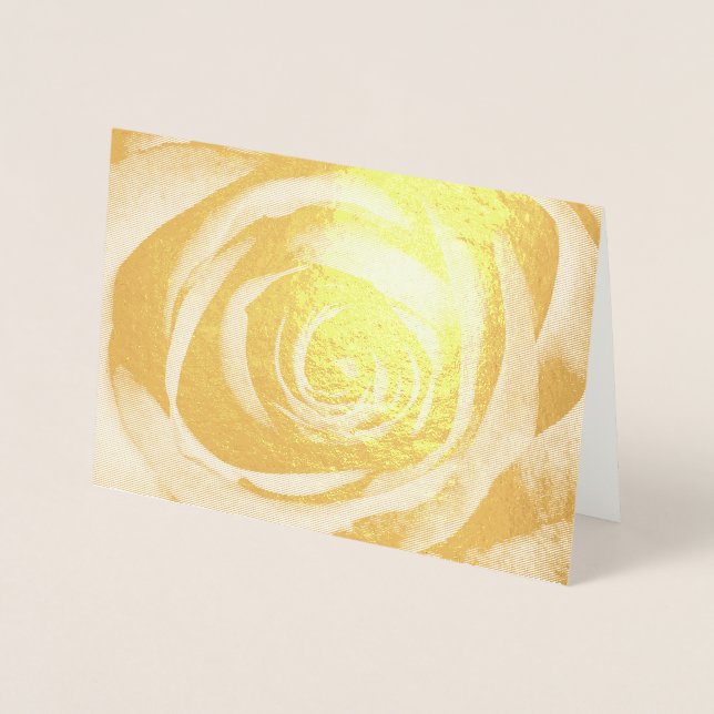 Gold Rose Blume Blumendekoration Vintag Folienkarte (Vorderseite)
