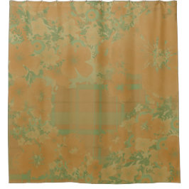 Gold & Rose Blumen & Kariert Duschvorhang