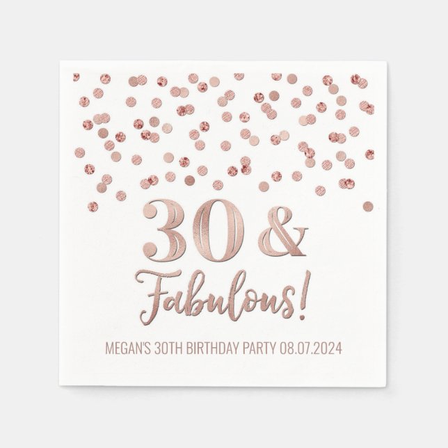 Gold Rose Confetti 30 & Fabulous Serviette (Vorderseite)
