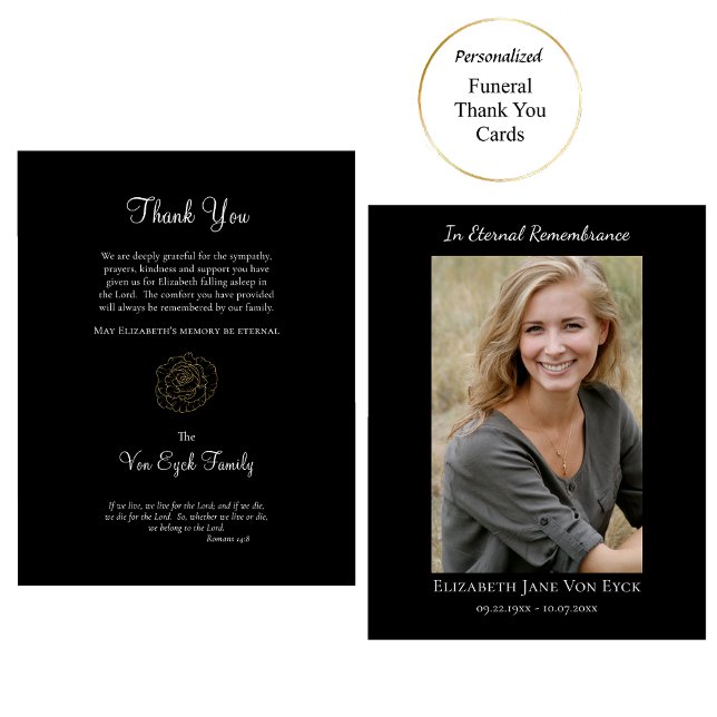 Gold Rose Elegantes Foto Orthodoxe Gedenkstätte Dankeskarte (Von Creator hochgeladen)