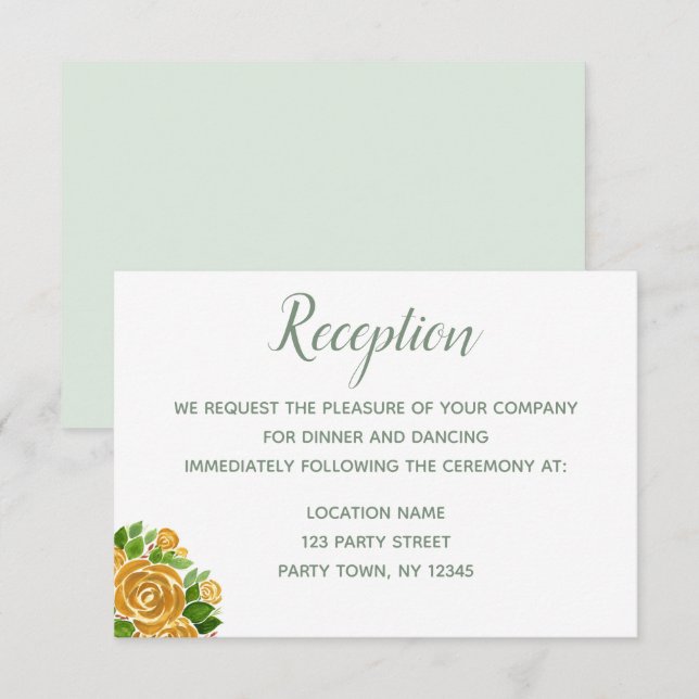 Gold Rose Empfang Card Einladung (Vorne/Hinten)