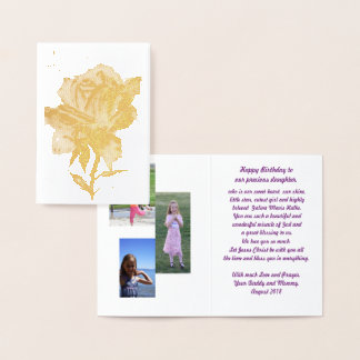 Gold Rose Foil Card, Standard (5"x7") Folienkarte
