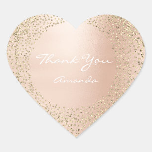 Gold Rose Glitter 16. Name Braut Herz Danke Herz-Aufkleber