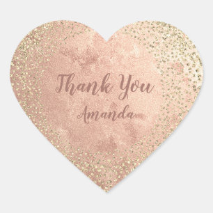 Gold Rose Glitter Skinny Blush Lux Herz Danke Herz-Aufkleber