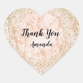 Gold Rose Glitzer Girly Blush Lux Herzlichen Dank Herz-Aufkleber