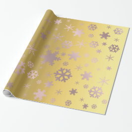 Gold & Rose Gold Weihnachtsschneeflockenmuster Geschenkpapier