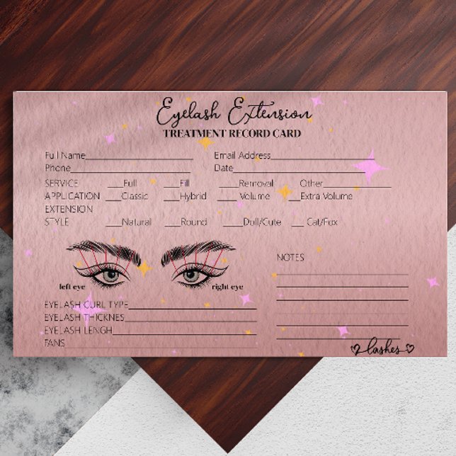 Gold Rose Lash Client Record Script Kalligrafie (Gold Rose Lash Client Record Script Calligraphy)