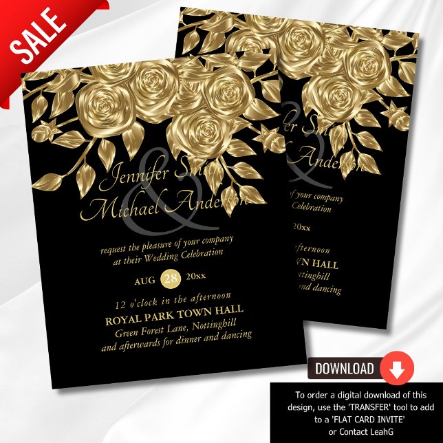 Gold Rose Metallic Wedding Einladungen (Von Creator hochgeladen)