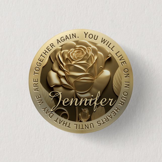 Gold-Rose mit Name-Memorial Button (Vorderseite)