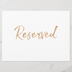 Gold Rose "Reserviert" Hochzeitszeichen   Stilvoll Einladung