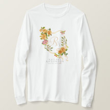 Gold Rose Ribbon Chic Monogram White