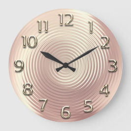 Gold Rose Rosa Minimal Metallische römische Zahlen Große Wanduhr
