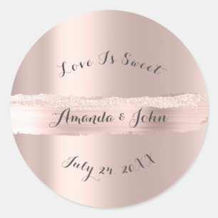 Gold Rose Schlaganfälle Save the Date Liebe ist sü Runder Aufkleber