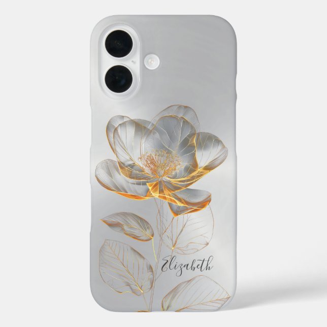Gold Rose Silver Name Case-Mate iPhone Hülle (Rückseite)