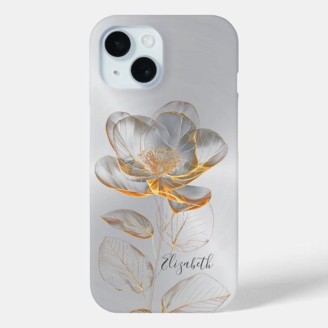 Gold Rose Silver Name Case-Mate iPhone Hülle (Rückseite)