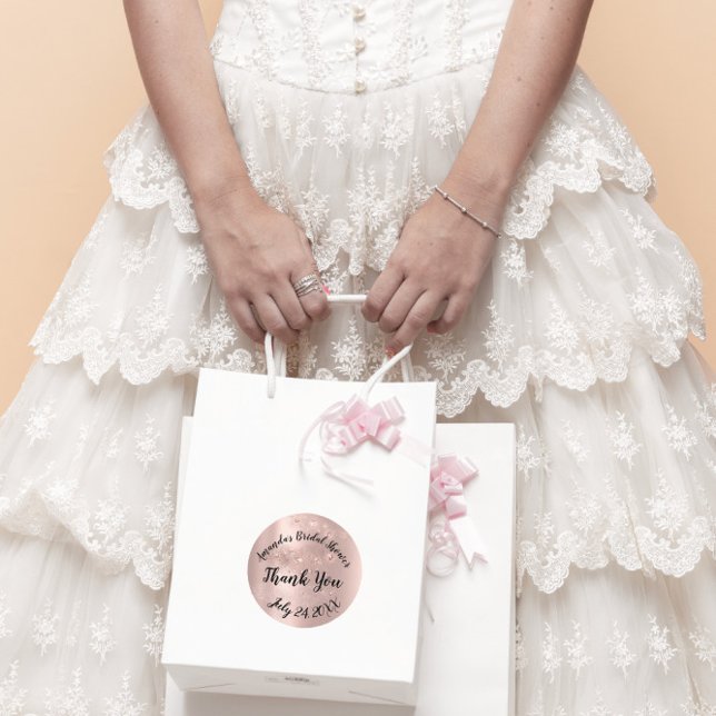 Gold Rose Spark Danke Sweet Brautparty Runder Aufkleber (Gold Rose Spark Thank You Sweet Bridal Shower Classic Round Sticker)