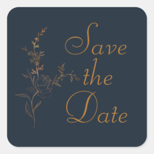 Gold Rose Steppe Save the Date Sticker