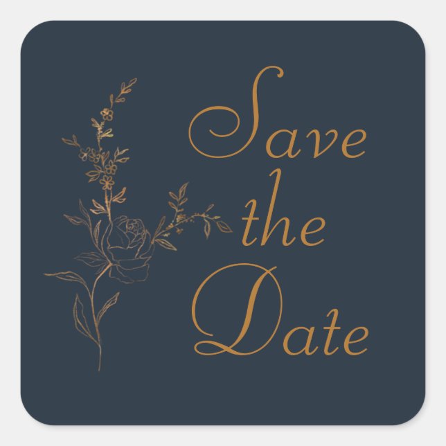 Gold Rose Steppe Save the Date Sticker (Vorderseite)