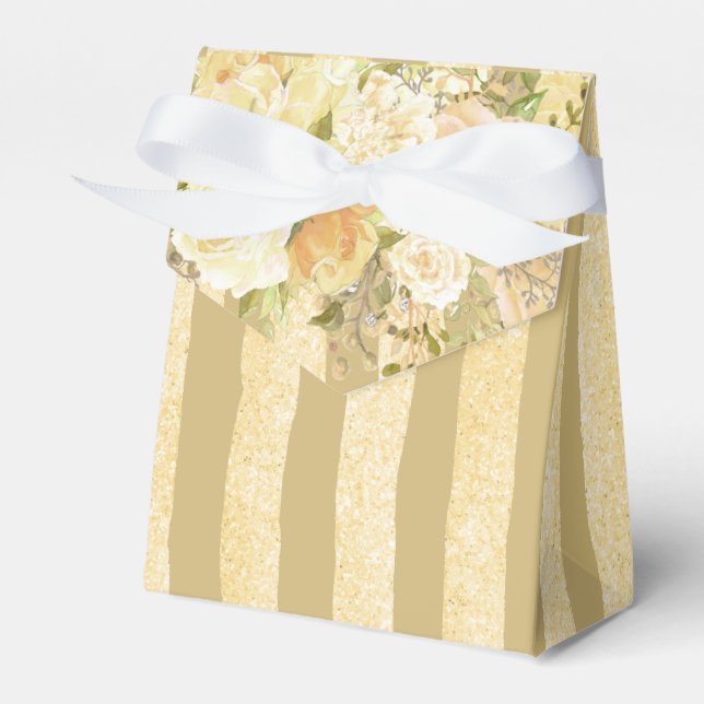 Gold Rose Strip Floral Fevor Box Geschenkschachtel (Vorderseite)