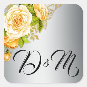 Gold-Rose und Silberhochzeit Quadratischer Aufkleber