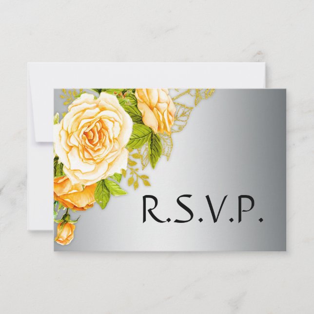 Gold-Rose und Silver-Wedding-RSVP RSVP Karte (Vorderseite)