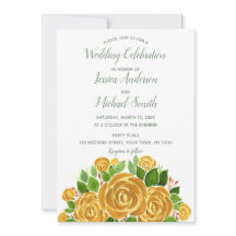 Gold Rose Wedding Card