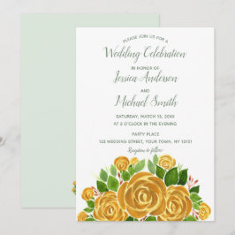 Gold Rose Wedding Card Einladung