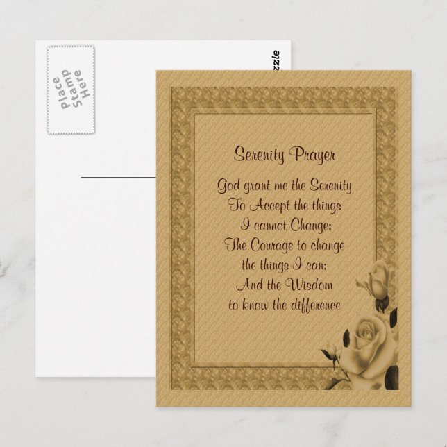 Gold Rosenknospe Serenity Gebet Postkarte (Vorne/Hinten)