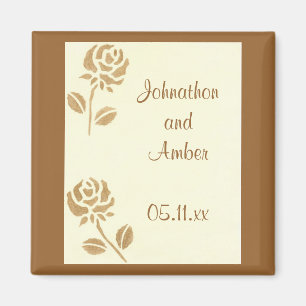 Gold Roses Speichern Sie das Datum der Hochzeitsma Magnet