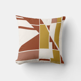 Gold Rost Beige Mauve auf Weiß Geometrisch Abstrak Kissen