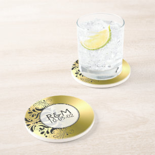 Gold rostfreier Stahl sieht schwarz aus Spitzenakz Getränkeuntersetzer