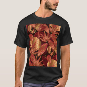 Gold Rot, geometrisches tropisches Muster. T-Shirt