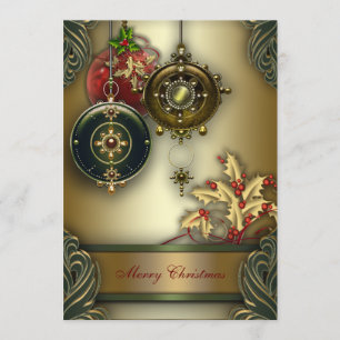 Gold Rot Grün Weihnachtsfeier Einladung